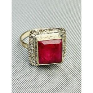 Sterling Silver Size 9.5 Ring With Faux Pink Stone .925 Costume Jewelry